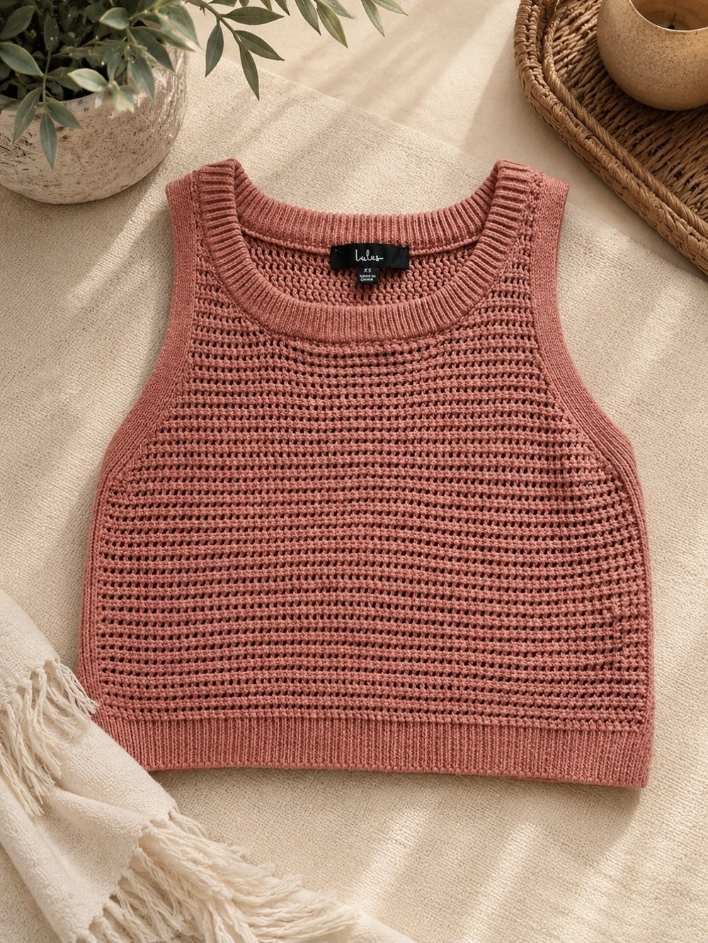 Lulu's Crochet Knit Crop Tank